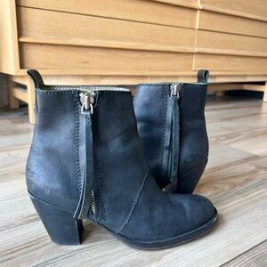 Acne Black Leather Ankle Booties